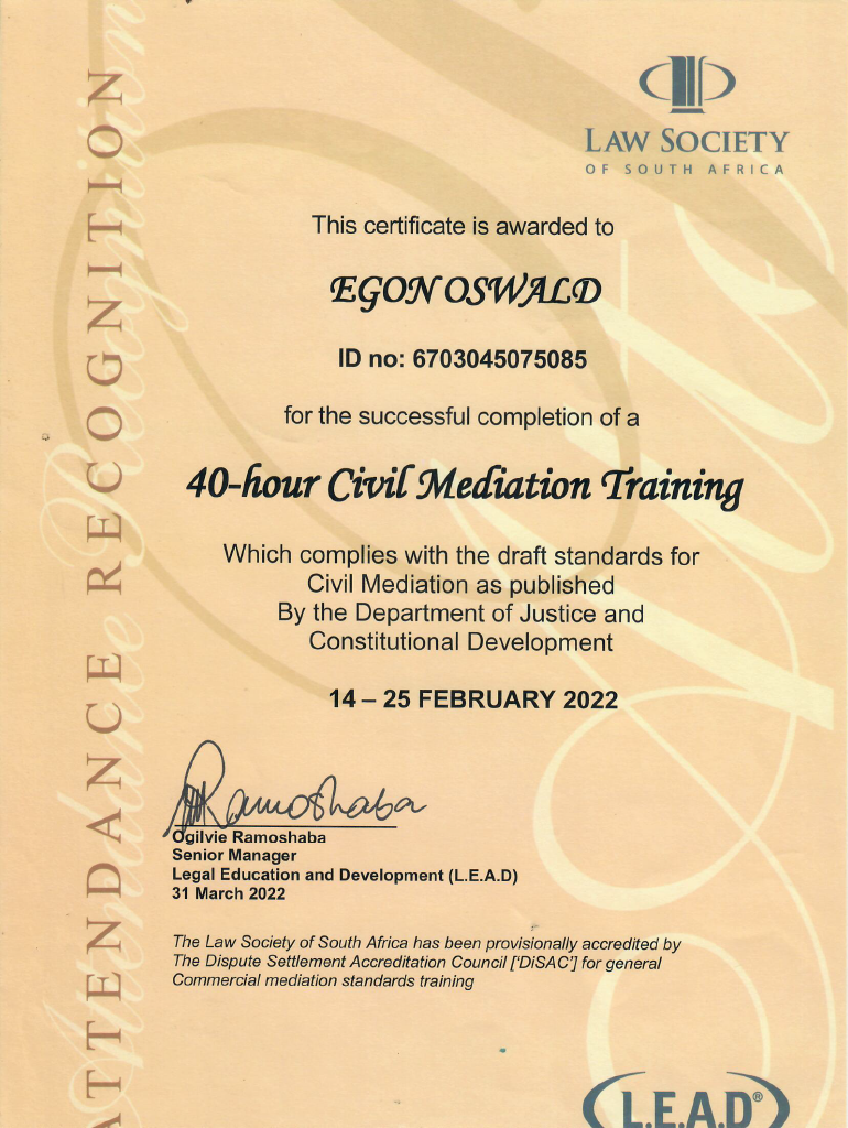 Mediation Certificate